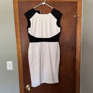 Calvin Klein Black and Cream Midi Dress